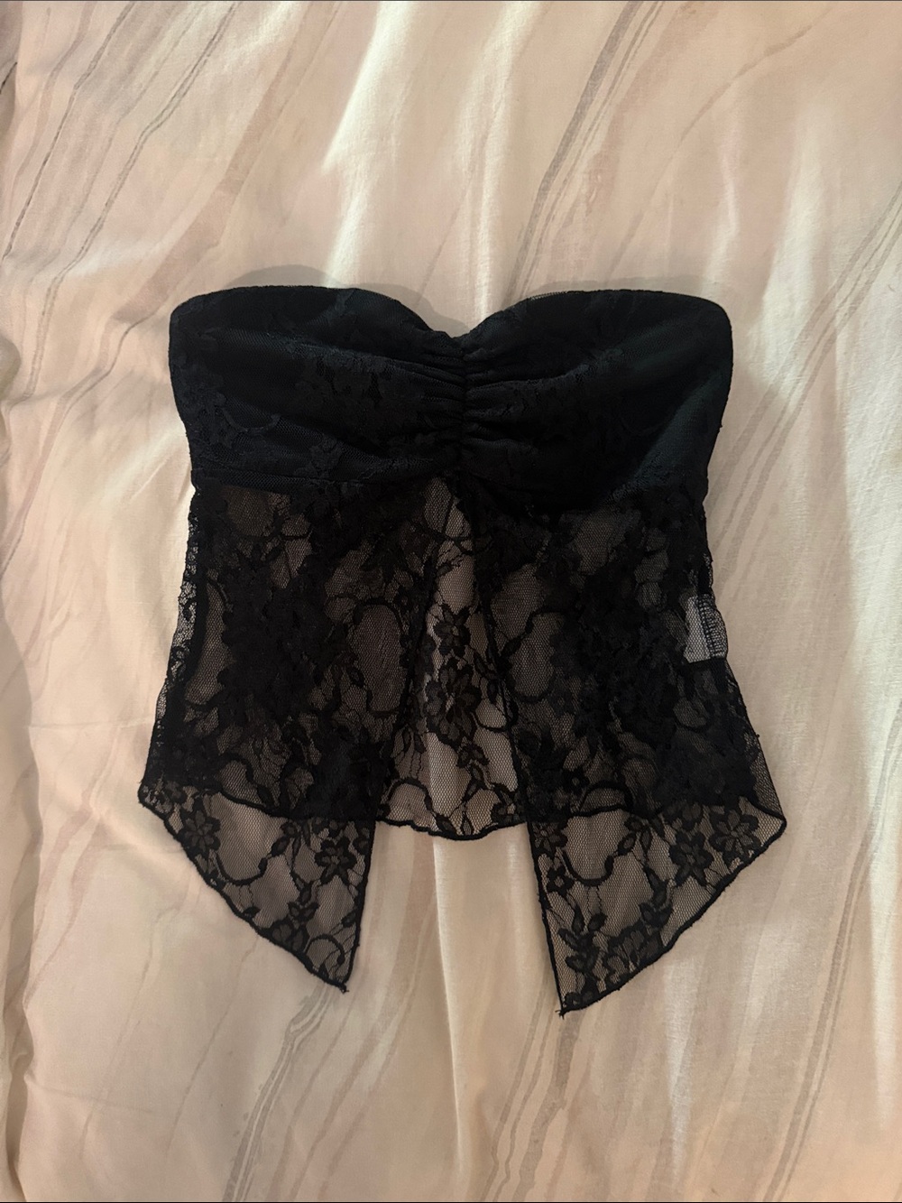 Edikted Black Lace Strapless Bandeau Bustier
